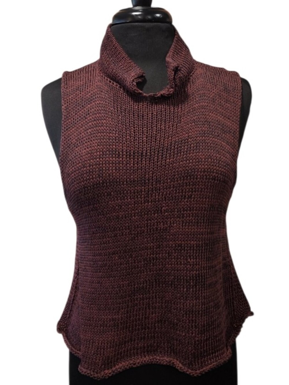 Skemo Rust Artsy Handnade Knit Sleeveless Mock Neck Tank M? Luxe Skem